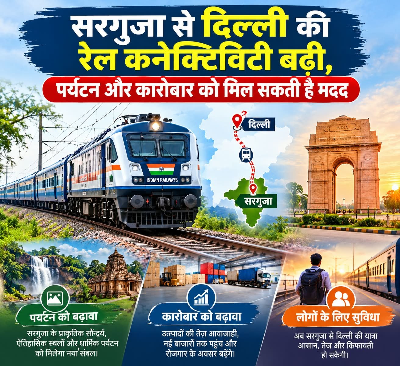 सरगुजा से दिल्ली का सफर होगा आसान, रेल यात्रियों को मिलेगा नया विकल्प