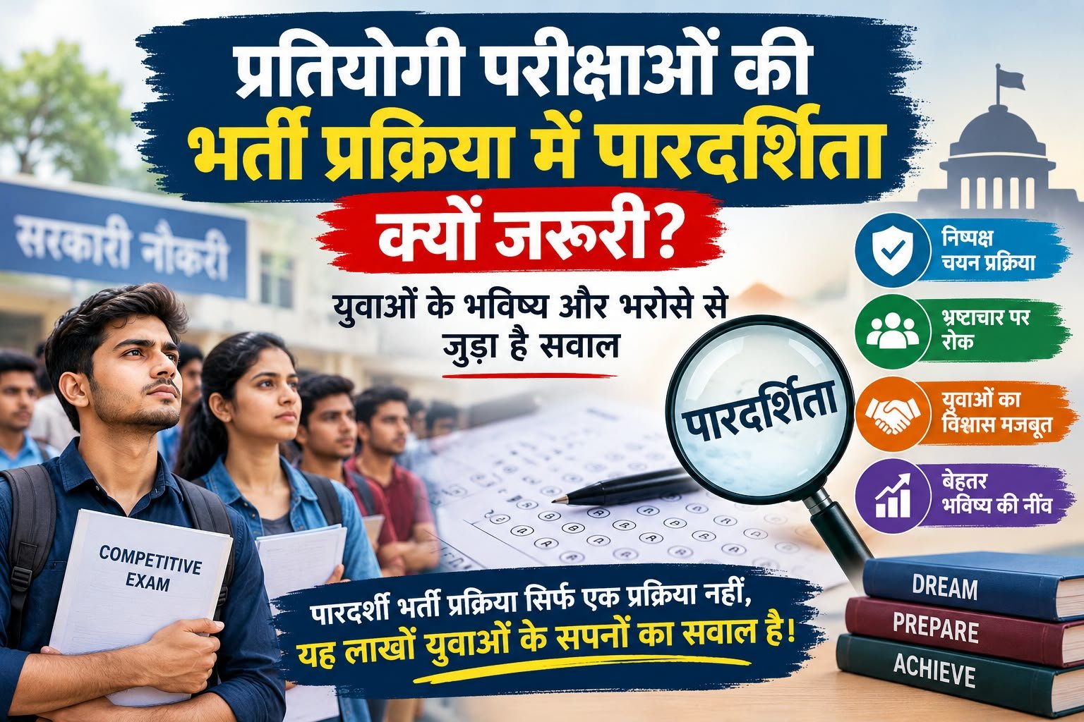 युवाओं के भविष्य के लिए प्रतियोगी परीक्षाओं में पारदर्शिता जरूरी